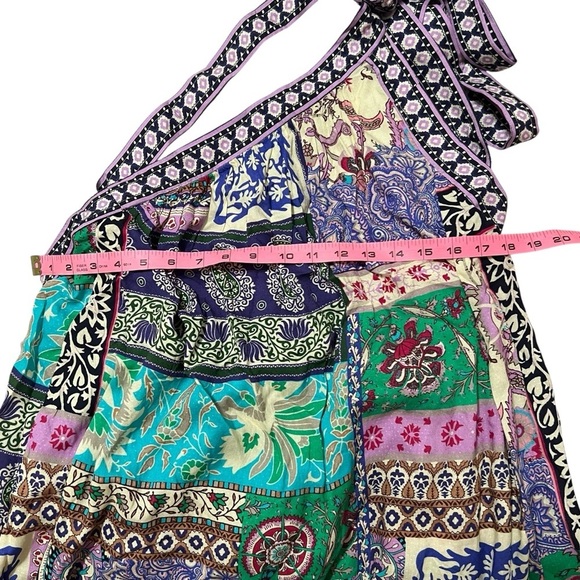 By Anthropologie Paisley Floral Pattern One-Shoulder Bow Maxi Dress size 2X - Picture 12 of 16